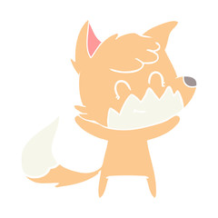 flat color style cartoon happy fox