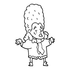 Fototapeta premium line drawing cartoon man in wig