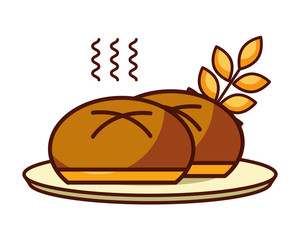 two bread bun wheat leaves food bakery