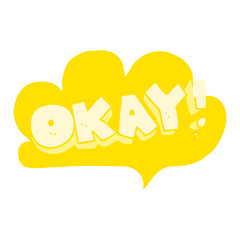 flat color illustration of a cartoon okay symbol