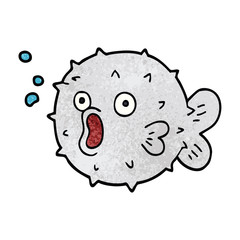 cartoon doodle blow fish