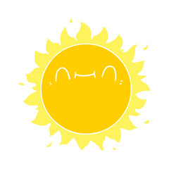 happy flat color style cartoon sun