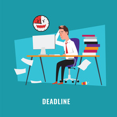 Businessman with project deadline illustration