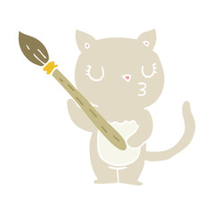 cute flat color style cartoon cat