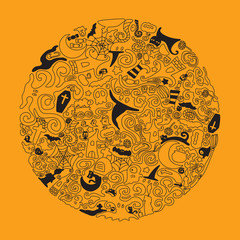 Halloween doodle art illustration. Editable stroke.