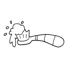 line drawing cartoon toothbrush and tooth paste