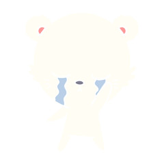 crying flat color style cartoon polarbear