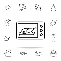 chicken in microline icon. Food icons universal set for web and mobile