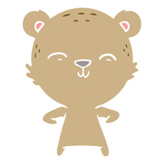 happy flat color style cartoon bear