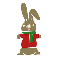 flat color style cartoon rabbit