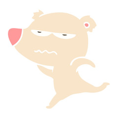 annoyed bear flat color style cartoon running
