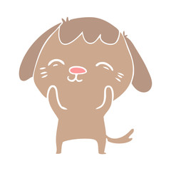 happy flat color style cartoon dog