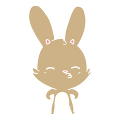 curious bunny flat color style cartoon