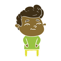 happy flat color style cartoon man