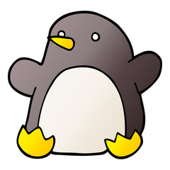 cartoon doodle dancing penguin
