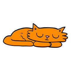 cartoon doodle sleeping cat