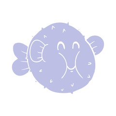 flat color style cartoon puffer fish