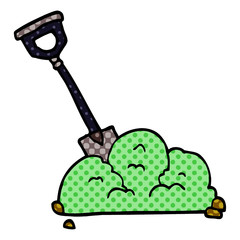 cartoon doodle spade in garbage