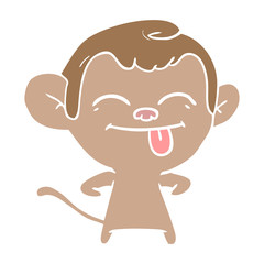 funny flat color style cartoon monkey