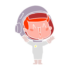 happy flat color style cartoon astronaut
