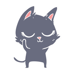 calm flat color style cartoon cat