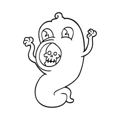 spooky line drawing cartoon ghost