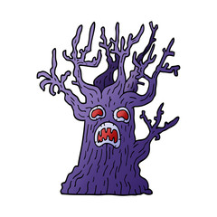 cartoon doodle spooky tree