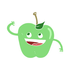 flat color illustration of a cartoon apple
