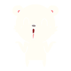 happy flat color style cartoon polar bear with no worries