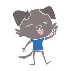 flat color style cartoon dog sticking out tongue