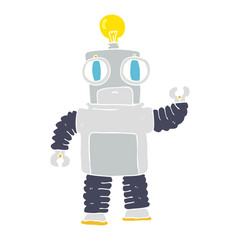 flat color illustration of a cartoon robot