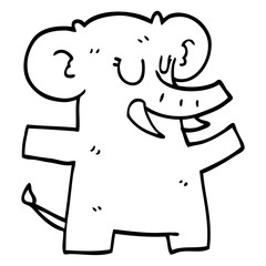 line drawing cartoon elephant dancing