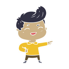flat color style cartoon man laughing and pointing