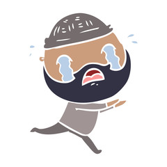 flat color style cartoon bearded man crying