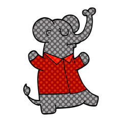 cartoon doodle elephant wearing shirt