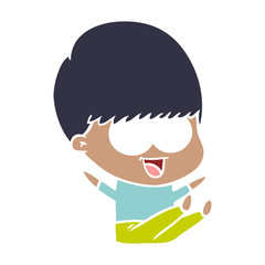 happy flat color style cartoon boy