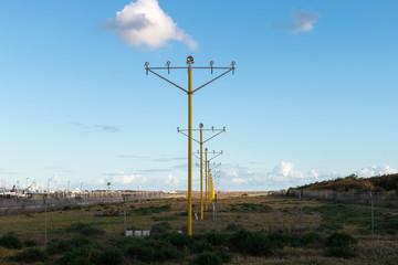 Yellow instrument landing system at Sydney Airport.