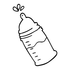 line drawing cartoon baby bottle