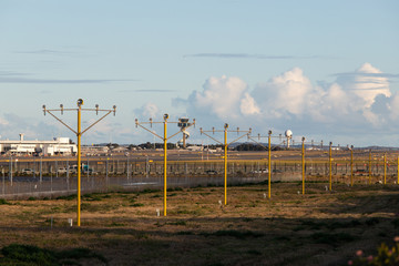 Yellow instrument landing system at Sydney Airport.