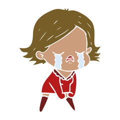 flat color style cartoon girl crying