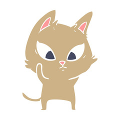 confused flat color style cartoon cat
