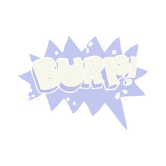 flat color illustration of a cartoon burp symbol