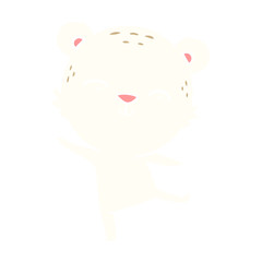 happy flat color style cartoon polar bear dancing
