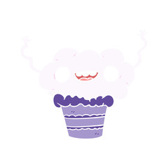 funny flat color style cartoon cupcake
