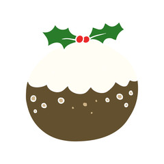 flat color style cartoon christmas pudding