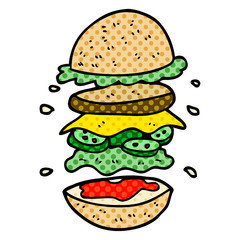 cartoon doodle huge burger