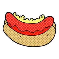 cartoon doodle hotdog in a bun