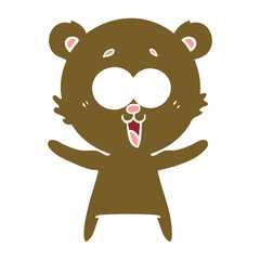laughing teddy  bear flat color style cartoon