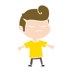 flat color style cartoon cool guy with fashion hair cut