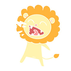 flat color style cartoon roaring lion